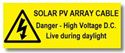 Picture of Solar PV Array Cable Danger Live During Daylight 50mm x 20mm